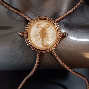 REAL SCORPIAN BOLO COWBOY TIE - GOLD / BROWN